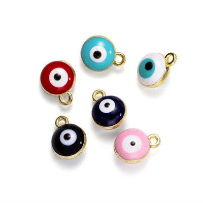 20db/tétel 7mm vegyes színű ötvözet Evil Eye fülbevaló csatlakozók nyaklánc karkötő medál ékszer készítési kiegészítők