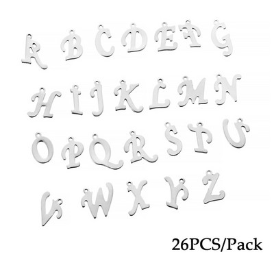 50 τεμ/Παρτίδα AZ 26 γράμματα μενταγιόν από ανοξείδωτο ατσάλι Χειροτεχνίες γοητείας για DIY βραχιόλια Σκουλαρίκια Κολιέ Αξεσουάρ κατασκευής κοσμημάτων