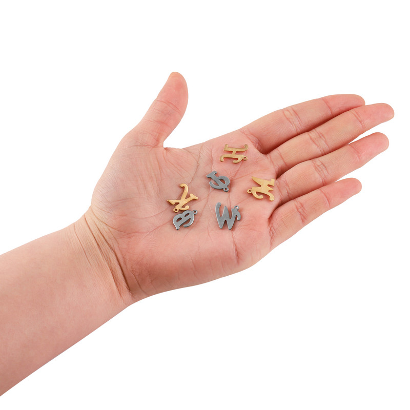 50 τεμ/Παρτίδα AZ 26 γράμματα μενταγιόν από ανοξείδωτο ατσάλι Χειροτεχνίες γοητείας για DIY βραχιόλια Σκουλαρίκια Κολιέ Αξεσουάρ κατασκευής κοσμημάτων