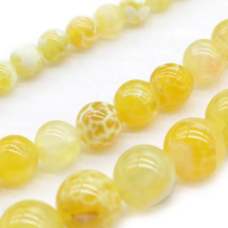 Agate de foc galbene naturale, piatră de onix, mărgele distanțatoare rotunde, libere, pentru realizarea de bijuterii, brățară colier, 15"/suvita 6/8/10mm