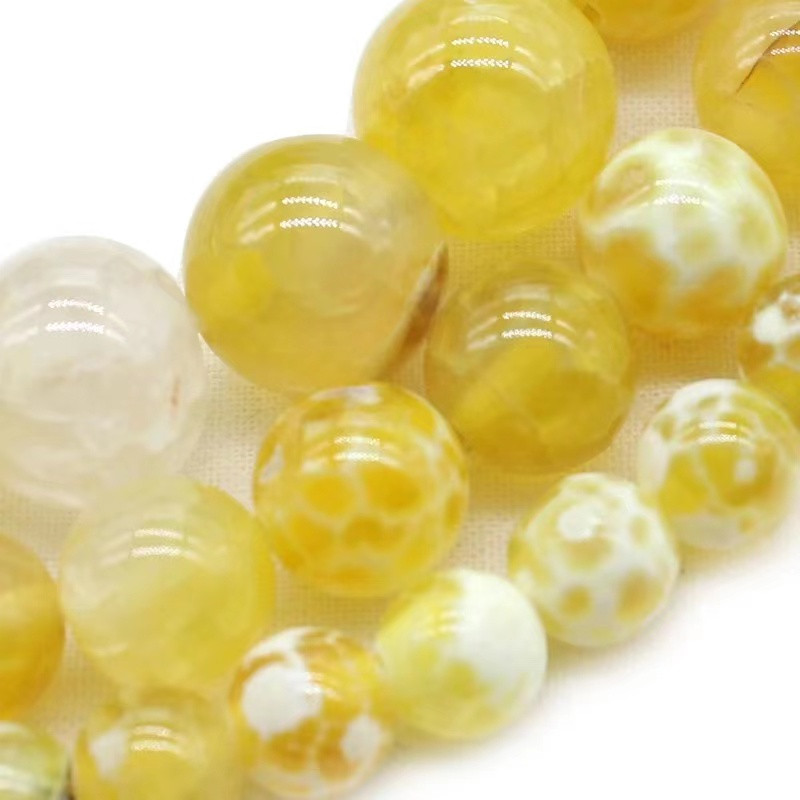 Agate de foc galbene naturale, piatră de onix, mărgele distanțatoare rotunde, libere, pentru realizarea de bijuterii, brățară colier, 15"/suvita 6/8/10mm