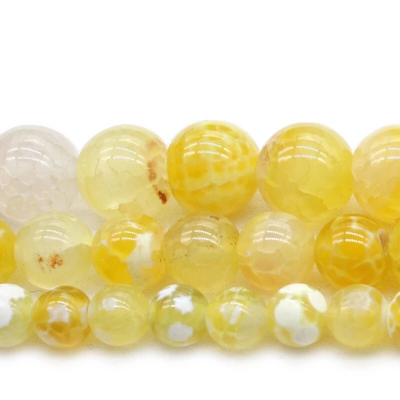 Agate de foc galbene naturale, piatră de onix, mărgele distanțatoare rotunde, libere, pentru realizarea de bijuterii, brățară colier, 15"/suvita 6/8/10mm