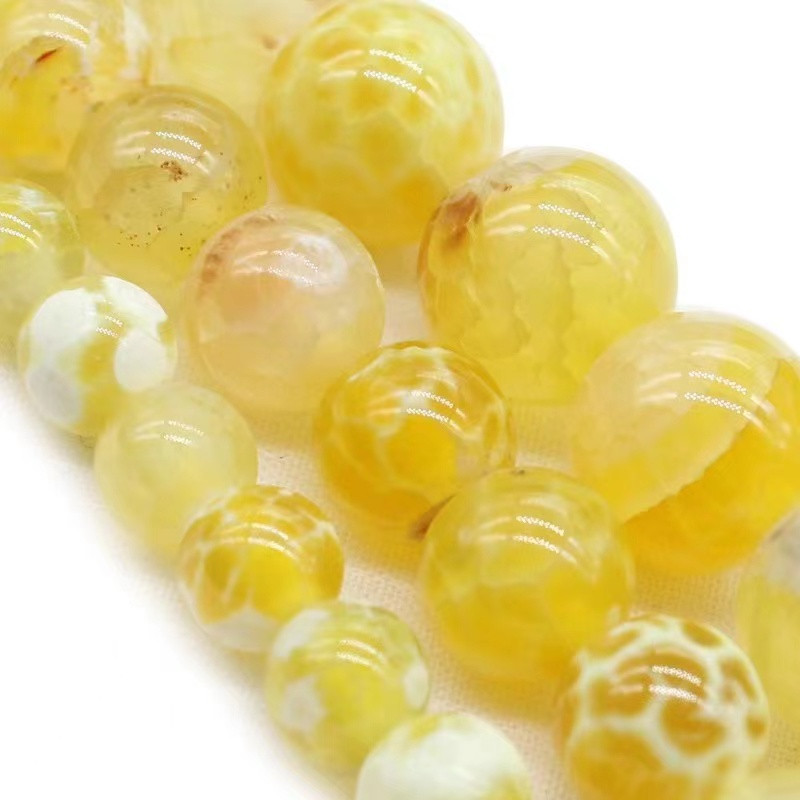 Agate de foc galbene naturale, piatră de onix, mărgele distanțatoare rotunde, libere, pentru realizarea de bijuterii, brățară colier, 15"/suvita 6/8/10mm