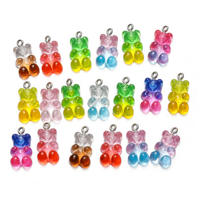 10Pcs/Lot Candy Bear Pendant Charms Colorful Resin Bears for Necklace Bracelet Earrings Jewelry Making Findings Accessories