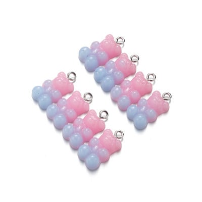 10db/tétel Candy Bear medálbűvek Színes gyanta medvék nyaklánchoz karkötő fülbevaló ékszer készítés lelet kiegészítők