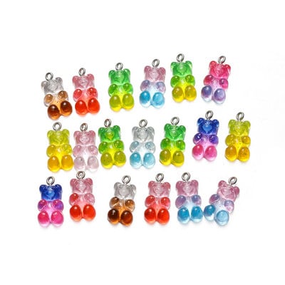 10db/tétel Candy Bear medálbűvek Színes gyanta medvék nyaklánchoz karkötő fülbevaló ékszer készítés lelet kiegészítők