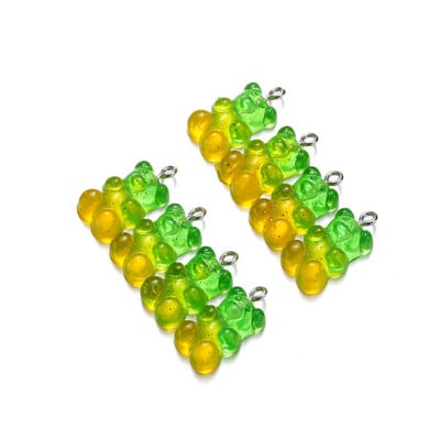 10db/tétel Candy Bear medálbűvek Színes gyanta medvék nyaklánchoz karkötő fülbevaló ékszer készítés lelet kiegészítők