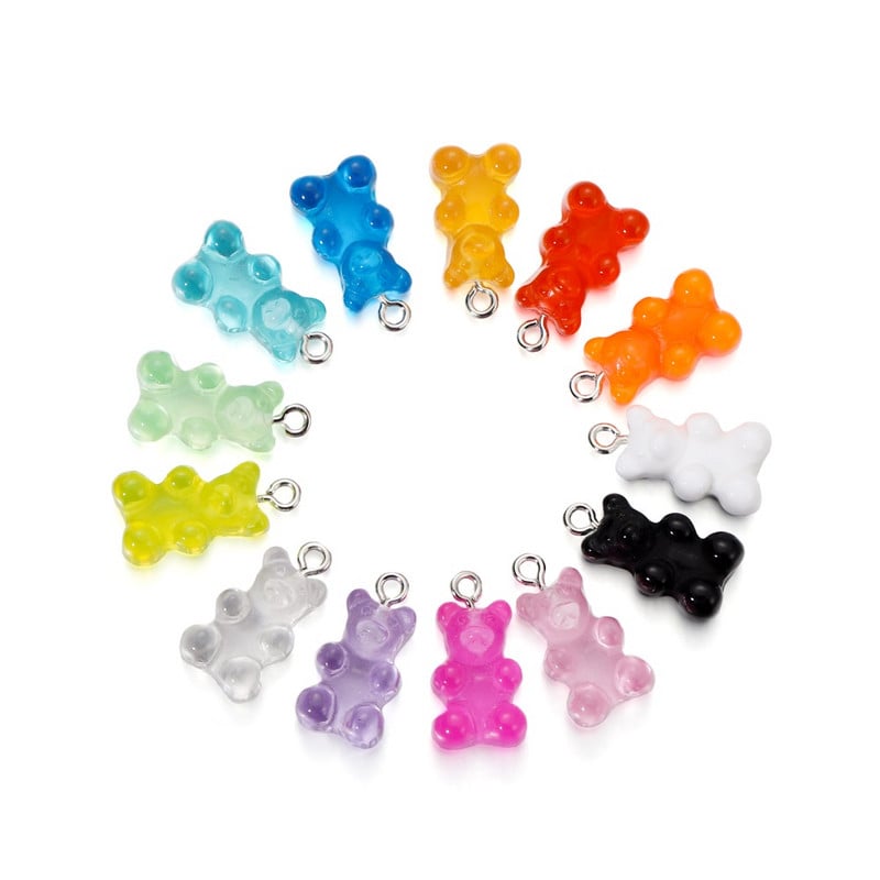 10db/tétel Candy Bear medálbűvek Színes gyanta medvék nyaklánchoz karkötő fülbevaló ékszer készítés lelet kiegészítők