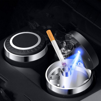 Пепелник за кола | 3 цвята мини пепелник за кола с LED синя светлина за повечето поставки за чаши за автомобили | 70*48*100 мм пепелник за пътуване на открито