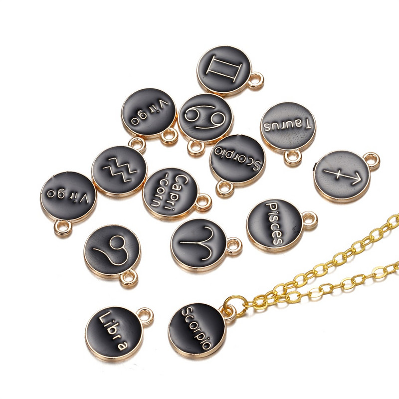 12db/tétel 12 Csillagképek Charms Zománc Charms Letters Kézzel készített medál barkácsoláshoz karkötő nyaklánc medál ékszer készítés