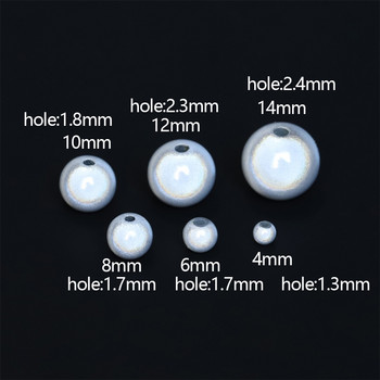 4/6/8/10/12/14MM Pearl Bead Satin Luster Imitation Pearlized Βαμμένο στρογγυλό γυαλί Loose Spacer Bead για κολιέ κοσμήματος Γεμιστικό βάζου