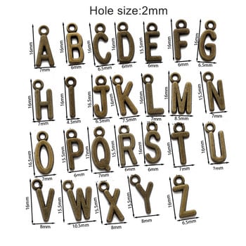 26/30Pcs 7x16mm κράμα AZ Alphabet 26 γράμματα κρεμαστά σκουλαρίκια Γούρια για DIY Βραχιόλι Κολιέ Αξεσουάρ κατασκευής κοσμημάτων