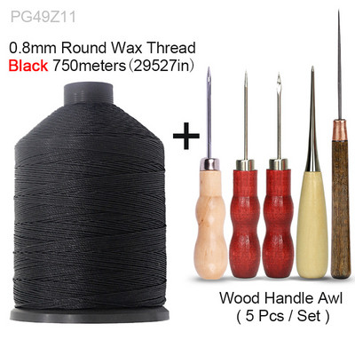 Siuvimo įrankių rinkinys Didelis 0,8 mm apvalus vaškuotas siūlas ir įvairios ylos, skirtos odiniams batsiuvio batams, krepšiams, susiuvimo taisymui, prasiskverbiamam padui