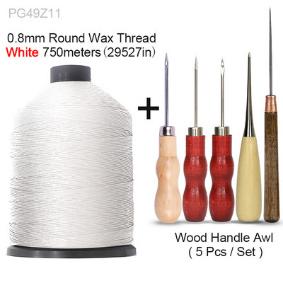 Siuvimo įrankių rinkinys Didelis 0,8 mm apvalus vaškuotas siūlas ir įvairios ylos, skirtos odiniams batsiuvio batams, krepšiams, susiuvimo taisymui, prasiskverbiamam padui