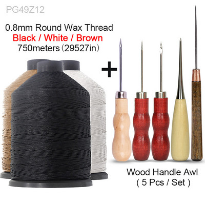 Siuvimo įrankių rinkinys Didelis 0,8 mm apvalus vaškuotas siūlas ir įvairios ylos, skirtos odiniams batsiuvio batams, krepšiams, susiuvimo taisymui, prasiskverbiamam padui