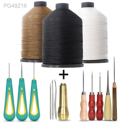 Siuvimo įrankių rinkinys Didelis 0,8 mm apvalus vaškuotas siūlas ir įvairios ylos, skirtos odiniams batsiuvio batams, krepšiams, susiuvimo taisymui, prasiskverbiamam padui