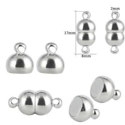 Nerūdijančio plieno magnetiniai užsegimai Sidabriniai magnetiniai galo užsegimo jungtis papuošalų kūrimo žavesiui „pasidaryk pats“ odinio laido apyrankių priedai