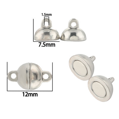 Nerūdijančio plieno magnetiniai užsegimai Sidabriniai magnetiniai galo užsegimo jungtis papuošalų kūrimo žavesiui „pasidaryk pats“ odinio laido apyrankių priedai