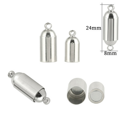 Nerūdijančio plieno magnetiniai užsegimai Sidabriniai magnetiniai galo užsegimo jungtis papuošalų kūrimo žavesiui „pasidaryk pats“ odinio laido apyrankių priedai