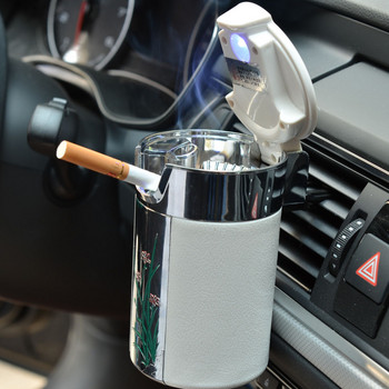 Преносима LED светлина Пепелник Универсален държач за цигарени бутилки Карбонови влакна Пепелник за кола Пепелник Mini Cooper