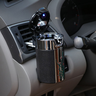 Hordozható LED fényű hamutartó univerzális cigarettahenger tartó szénszálas autós hamutartó hamutálca Mini Cooper