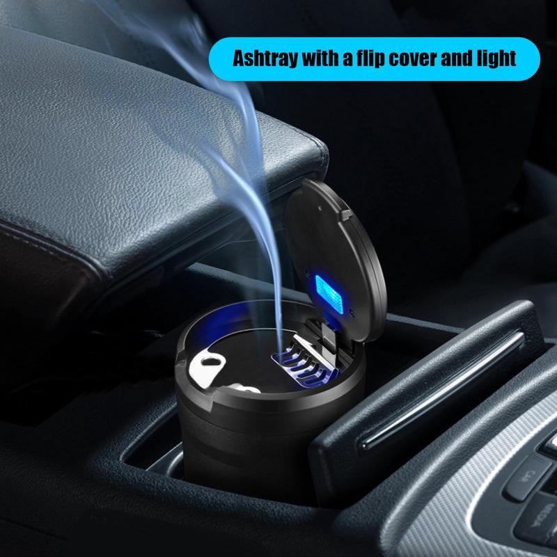 Scrumieră auto cu lumină LED, universală, ignifugă, ignifugă, portabilă, ignifugă, cutie pentru țigări