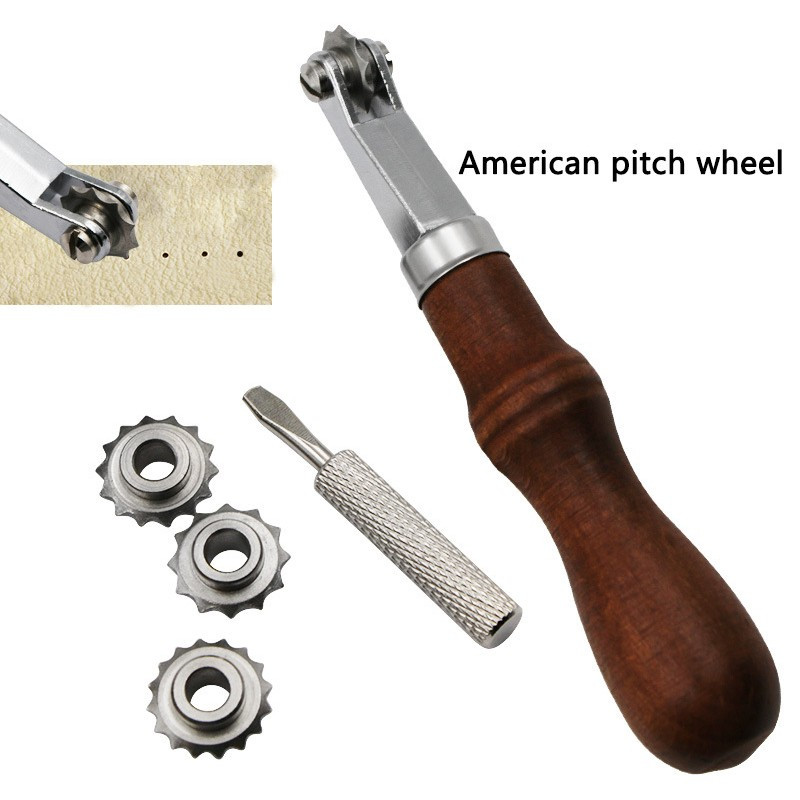 Roată americană pentru linie de cusătură Roată de marcare a punctului acului Roată de trasare Distanțare din piele Instrumente de cusut cu 4 role angrenate