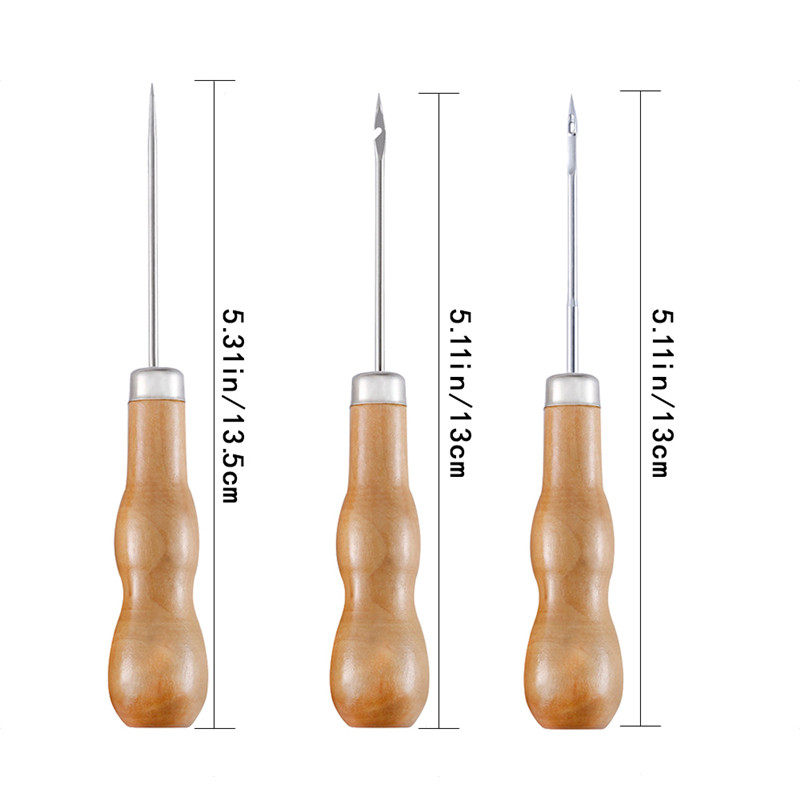 MIUSIE 1 buc Pantofi de pânză Reparare Înfilător Cusătură Ac Mâner din lemn Poanson Awl Hole Maker Con Piele Artizanat Material de cusut