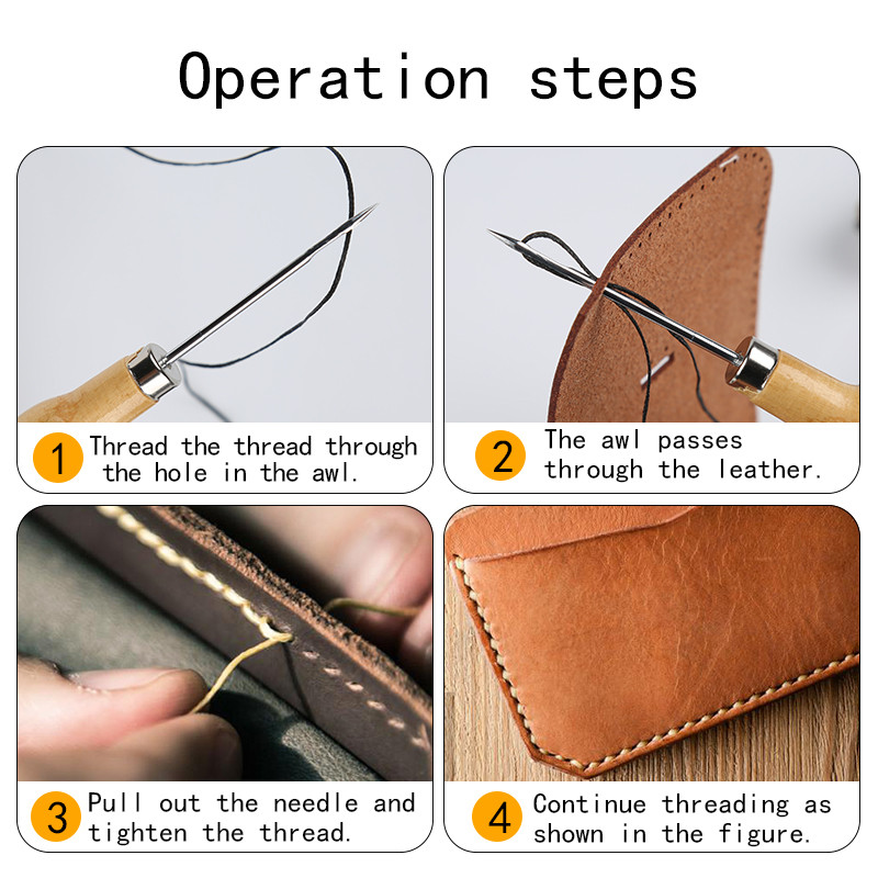 MIUSIE 1 buc Pantofi de pânză Reparare Înfilător Cusătură Ac Mâner din lemn Poanson Awl Hole Maker Con Piele Artizanat Material de cusut