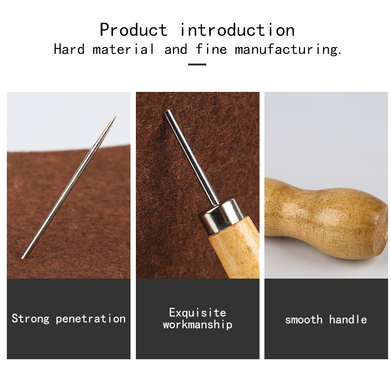 MIUSIE 1 buc Pantofi de pânză Reparare Înfilător Cusătură Ac Mâner din lemn Poanson Awl Hole Maker Con Piele Artizanat Material de cusut