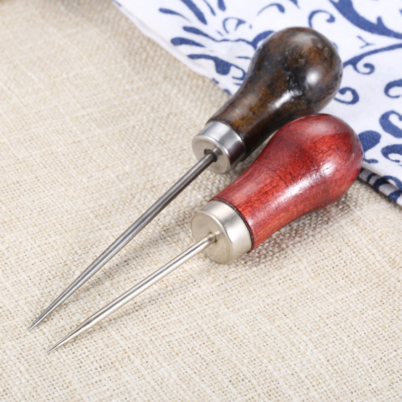 1 buc. Instrument de cusut Awl Ac oțel Mâner din lemn de secoi Piercing Îmbrăcăminte din piele Hârtie Artizanat Cusătură Punct DIY Repararea pantofilor Legături