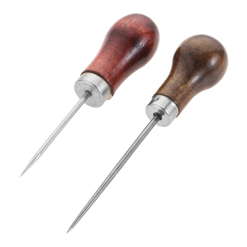 1 buc. Instrument de cusut Awl Ac oțel Mâner din lemn de secoi Piercing Îmbrăcăminte din piele Hârtie Artizanat Cusătură Punct DIY Repararea pantofilor Legături