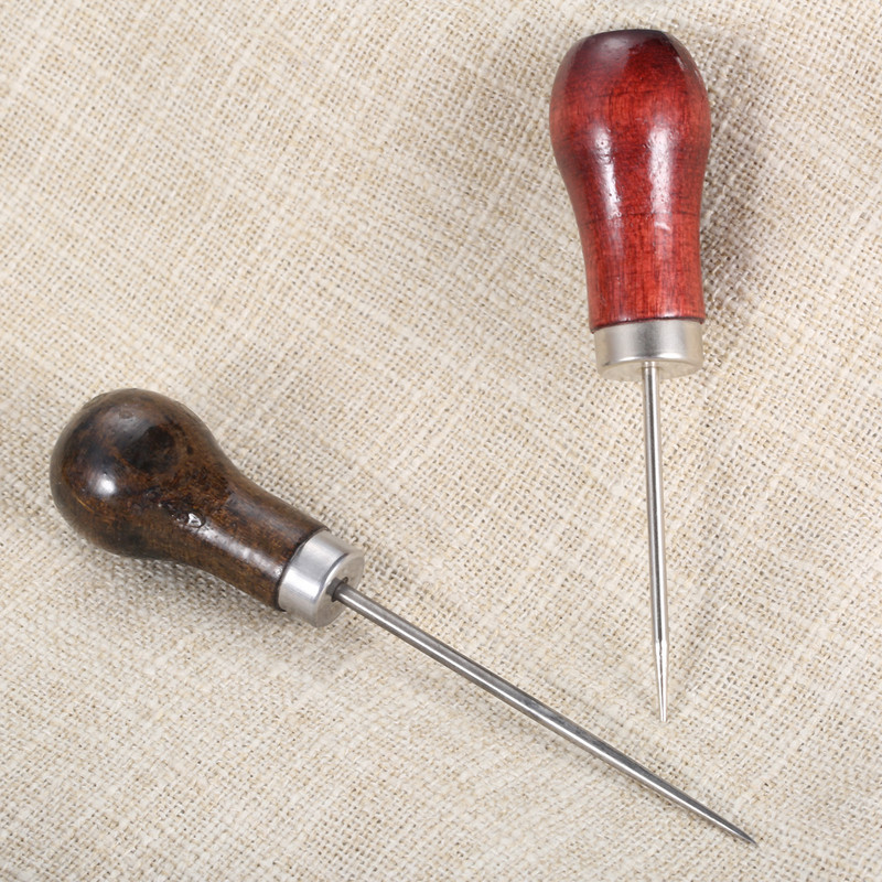 1 buc. Instrument de cusut Awl Ac oțel Mâner din lemn de secoi Piercing Îmbrăcăminte din piele Hârtie Artizanat Cusătură Punct DIY Repararea pantofilor Legături