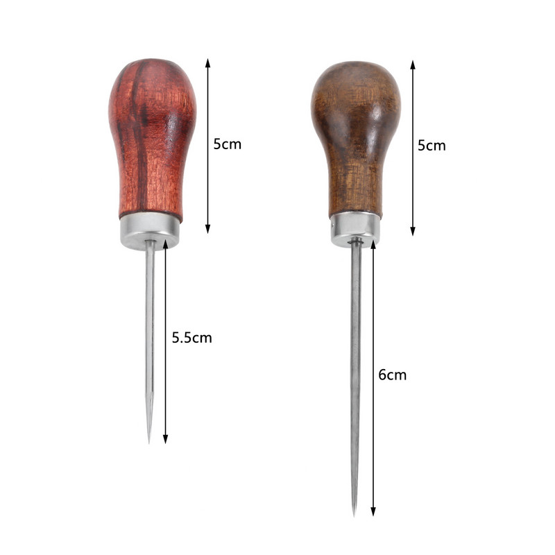 1 buc. Instrument de cusut Awl Ac oțel Mâner din lemn de secoi Piercing Îmbrăcăminte din piele Hârtie Artizanat Cusătură Punct DIY Repararea pantofilor Legături