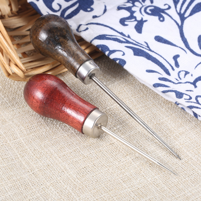1 buc. Instrument de cusut Awl Ac oțel Mâner din lemn de secoi Piercing Îmbrăcăminte din piele Hârtie Artizanat Cusătură Punct DIY Repararea pantofilor Legături