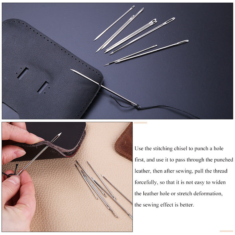 Roostevabast terasest nahast õmblusnõel DIY kolmnurksete nõelte käsitsi õmblemise tööriist vaipade jaoks Lõuendi naha õmblusnõel