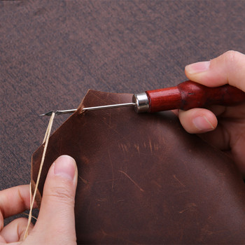 KRABALL Шило за шиене Дървена дръжка Шило за кожени шиене Ремонт на платнени обувки Ръчно изработени пробиване на дупки Професионални аксесоари