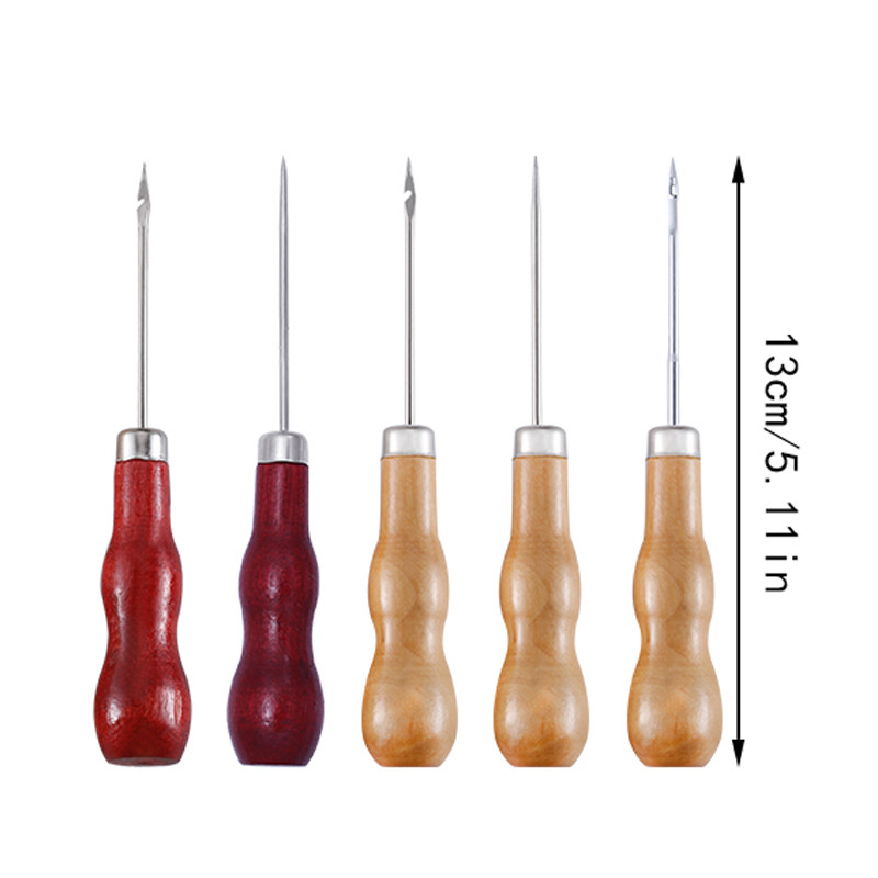 Awl de cusut KRABALL Mâner din lemn Awl pentru Cusut Piele Pânză Repararea pantofilor realizat manual Perforare Accesorii profesionale