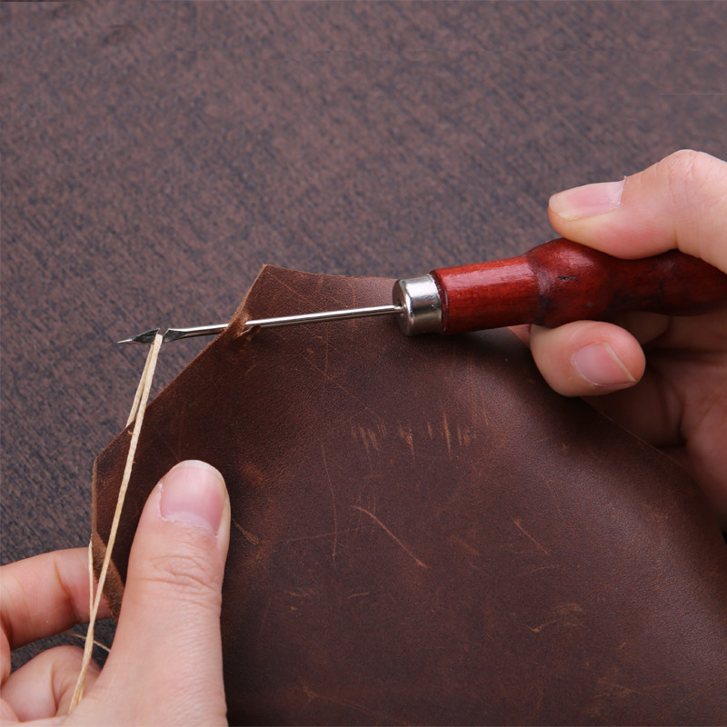 Awl de cusut KRABALL Mâner din lemn Awl pentru Cusut Piele Pânză Repararea pantofilor realizat manual Perforare Accesorii profesionale