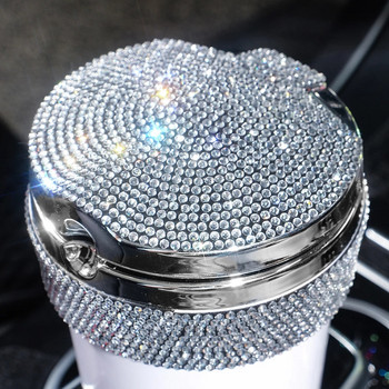 LED автомобилен пепелник със светъл диамант Пура Цигара Пепелник Дим Поставка за чаша Чаша за съхранение Автомобилни аксесоари Интериор за жени