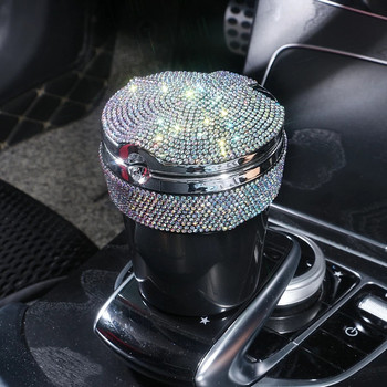 LED автомобилен пепелник със светъл диамант Пура Цигара Пепелник Дим Поставка за чаша Чаша за съхранение Автомобилни аксесоари Интериор за жени