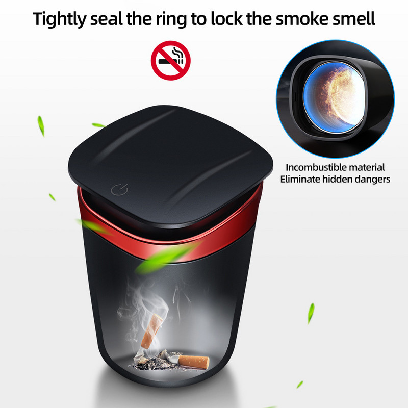 Új autós hamutartó Led világítással Hordozható autós cigaretta hamutartó egy gombos nyitható fedelű hamutartó autóbelső tartozékok