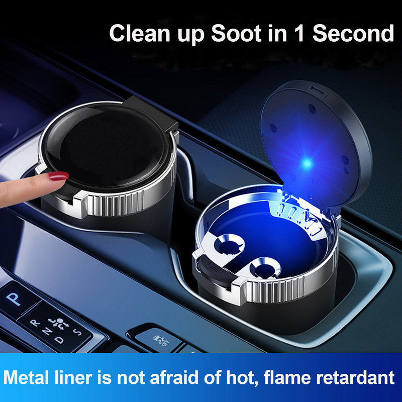 Scrumieră auto cu LED Scrumiere portabilă pentru suport pentru pahare Scrumieră detașabilă Scrumieră automată fără fum Scrumiere cu capac rezistentă la scurgeri