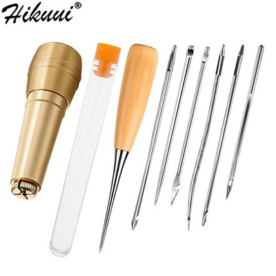Copper Awl With Hook Needle For Shoemaker Shoe Repair 30M Flat Waxed Sewing Thread Hand Stitching Leather Canvas Punch Tool
