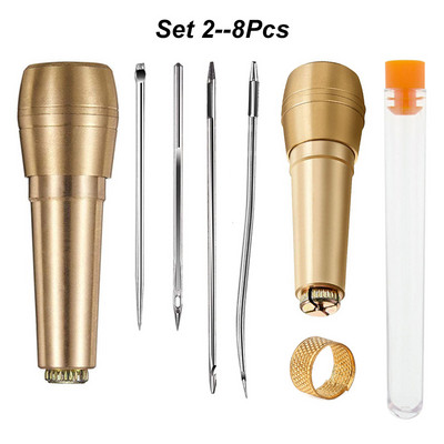Set de ace cu mâner din cupru, 6 bucăți/set, din piele, pânză, țesătură, instrument de reparare a pantofilor, ace pentru cusut, pentru cusut