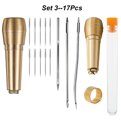 Set de ace cu mâner din cupru, 6 bucăți/set, din piele, pânză, țesătură, instrument de reparare a pantofilor, ace pentru cusut, pentru cusut