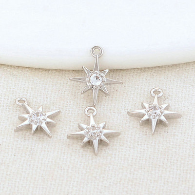 6 DB 8x10MM 14K valódi aranyozott és cirkon csillag Connect Charms medálok Ékszerkészítési kellékek Barkács kiegészítők