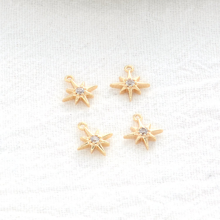 6 DB 8x10MM 14K valódi aranyozott és cirkon csillag Connect Charms medálok Ékszerkészítési kellékek Barkács kiegészítők