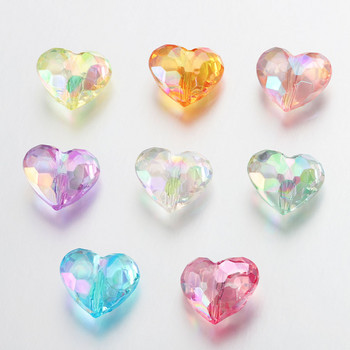 20 τμχ Ακρυλικές χάντρες Love Heart Beads Shiny Mix ΑΒ Χρώμα Μεγάλες Κρυστάλλινες Χαλαρές Χάντρες Διάστημα για Βραχιόλι Κολιέ Κρεμαστό Κοσμήματα Κατασκευή