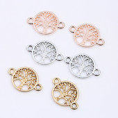 10db Rose Gold Silver Life Tree medál csatlakozó ékszerkészítéshez varázslat karkötő nyaklánchoz DIY kézzel készített ékszerek leletek